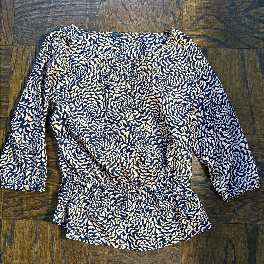 Navy and Cream Peplum Top